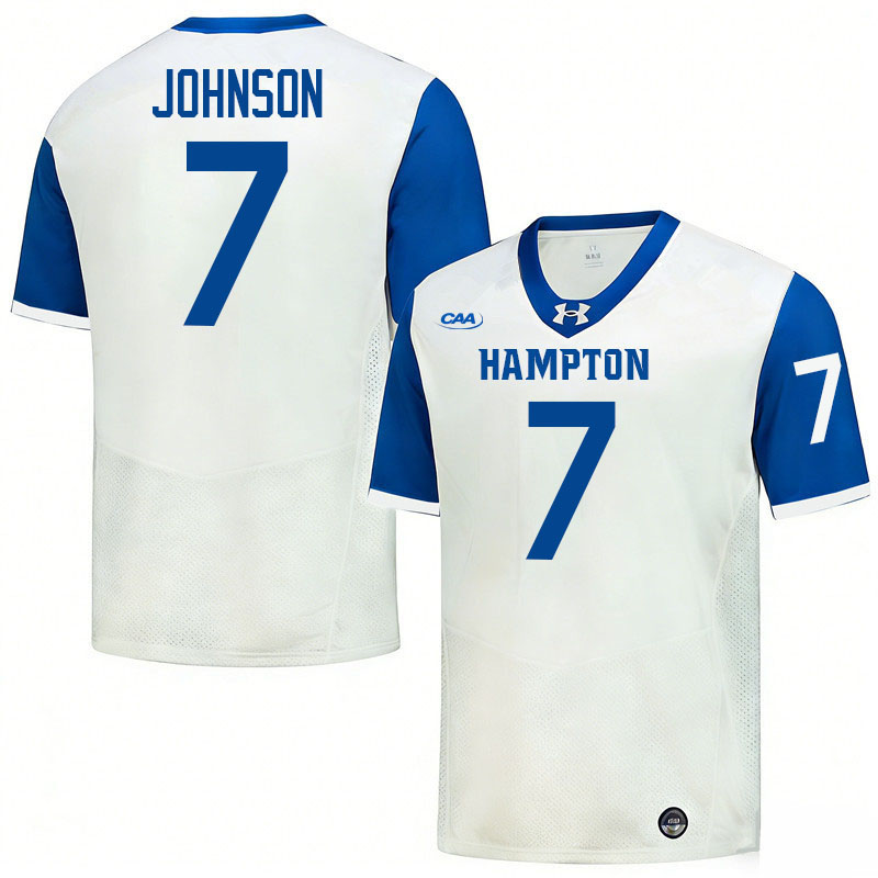 Hampton Pirates #7 Tae'Shaun Johnson College Football Jerseys,Uniforms-White